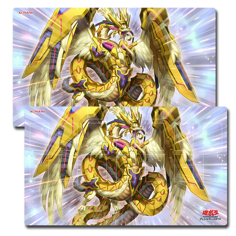 Фото Игровой коврик Yugioh Divine Golden Shadow Dragon Dragluxion Yu-Gi-Oh! Коврик для карточных игр TCG OCG, резиновый коврик для дуэлей №1