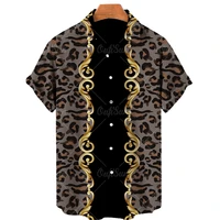 summer hawaiian mens short sleeve shirt turn down collar 3d printed chain pattern loose harajuku hip hop unisex fashion tops