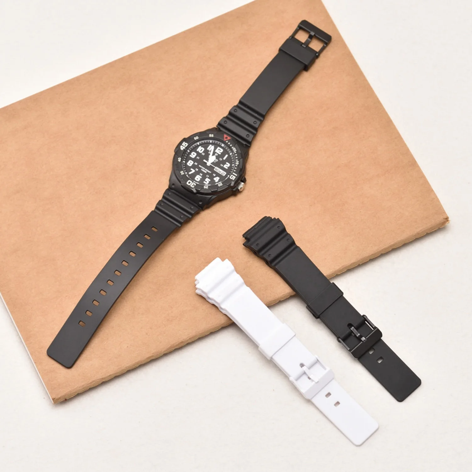

Gosear Adjustable Breathable Waterproof Resin Replacement Watch Strap Band Wristband for Casio MRW-200H Watch Accessories 18mm
