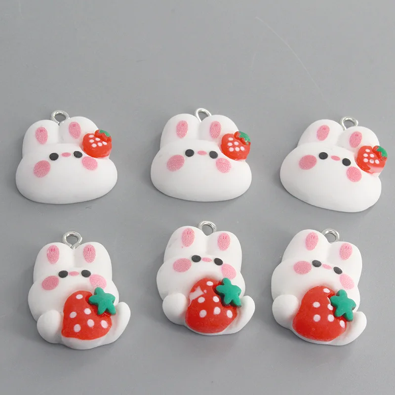 

10Pcs Cute Resin Rabbit Charms Kawaii Earrings Pendants for Jewelry Crafts Making DIY Keychain Necklace Findings