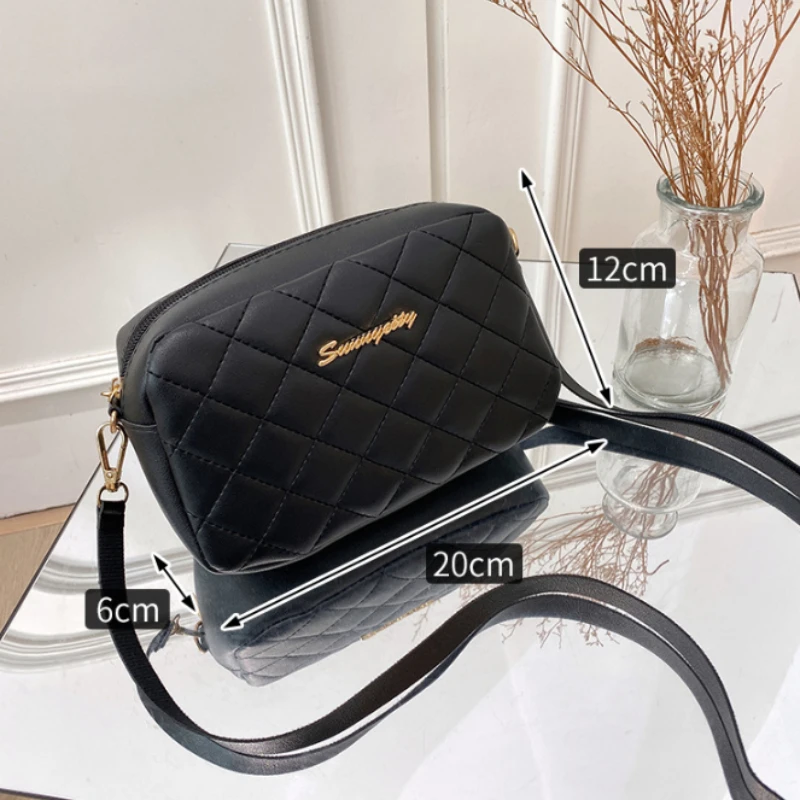 2023 New Fashion Female Shoulder Bag Rhombus Embroidered Solid Color Chain Women Shoulder Crossbody Casual Trendy Phone Bag
