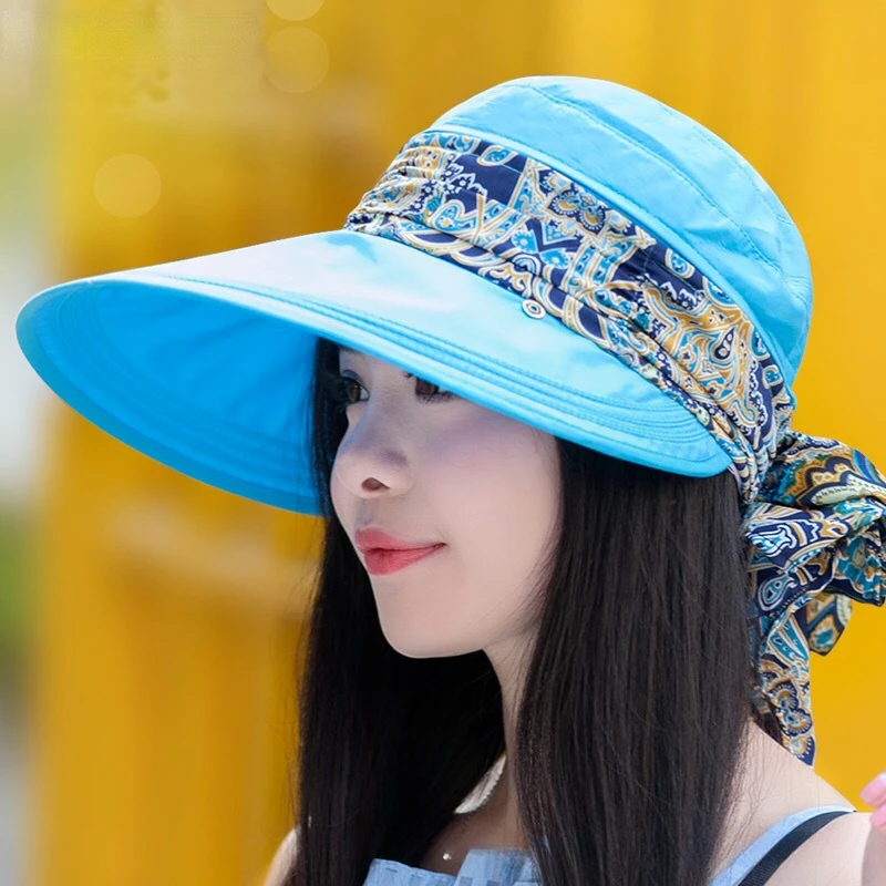 

Летняя Шапка-шарф с принтом пейсли, козырек, широкополая шляпа, закрывающая лицо, складные солнцезащитные шляпы с защитой от УФ-лучей, женская уличная Солнцезащитная пляжная шляпа для велоспорта