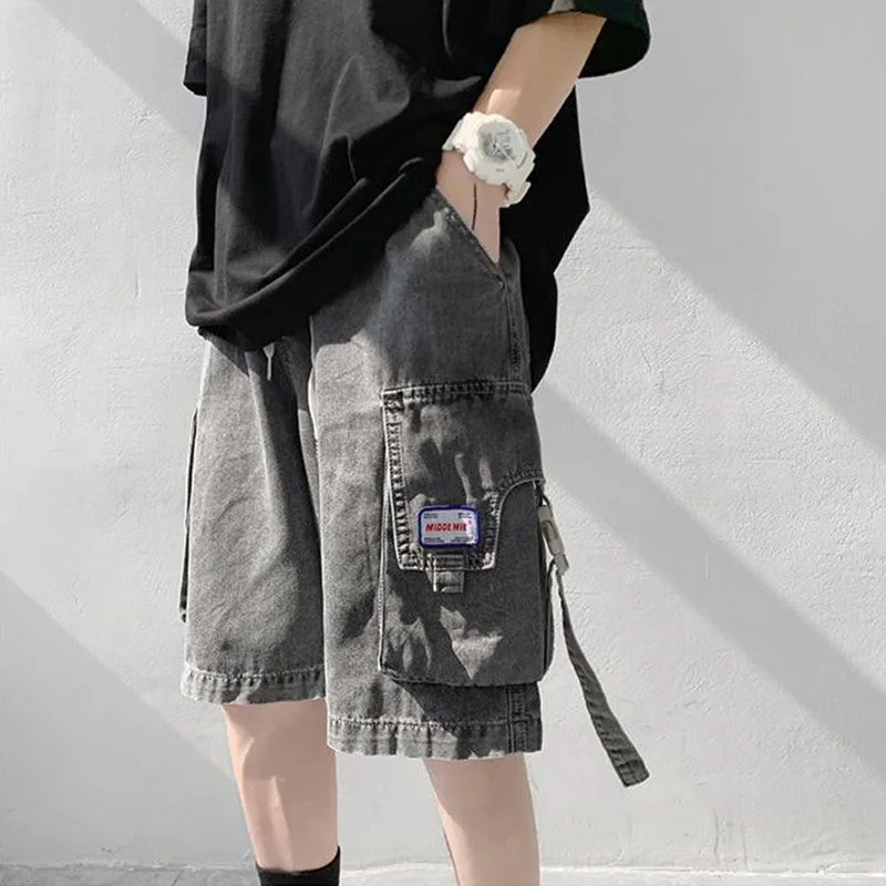 

Шорты мужские повседневные из джинсовой ткани, модные велосипедные штаны в стиле хип-хоп, Японская уличная одежда, штаны для работы, новейша...