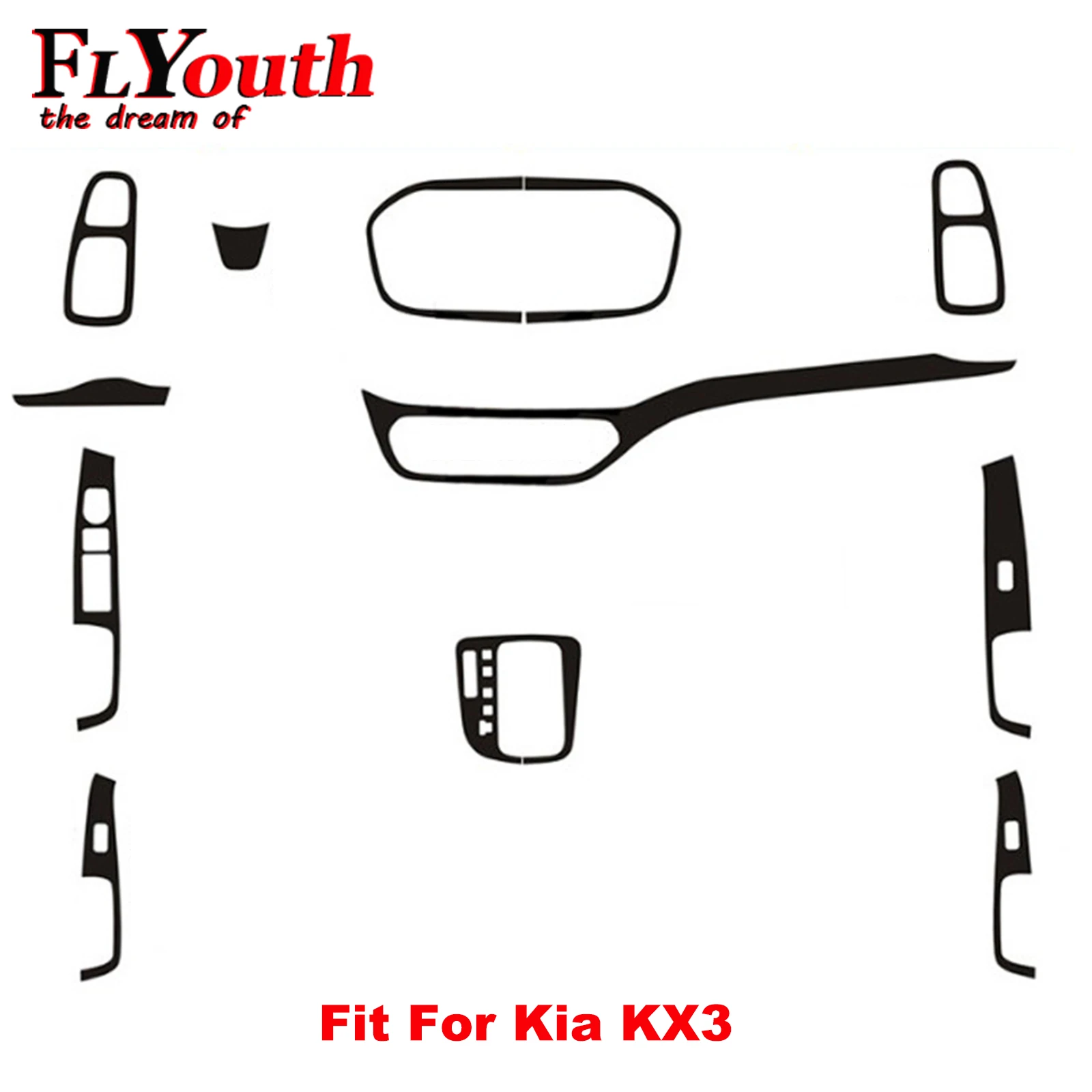 

Наклейка 5D из углеродного волокна для Kia KX3, автомобильная панель переключения передач, держатель для стакана, панель, рамка, Обложка, отделк...