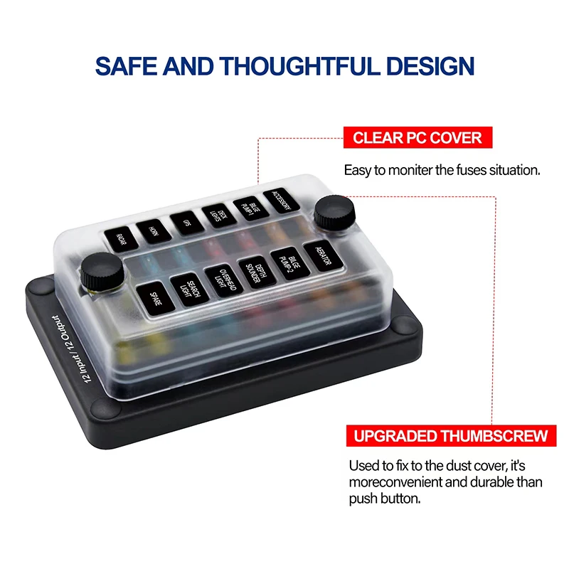 12V 32V Car Boat Fuse Box Holder With 6 Ways 12 Blade Block &amp Warning Indicator Power Distribution Panel Board | Автомобили и
