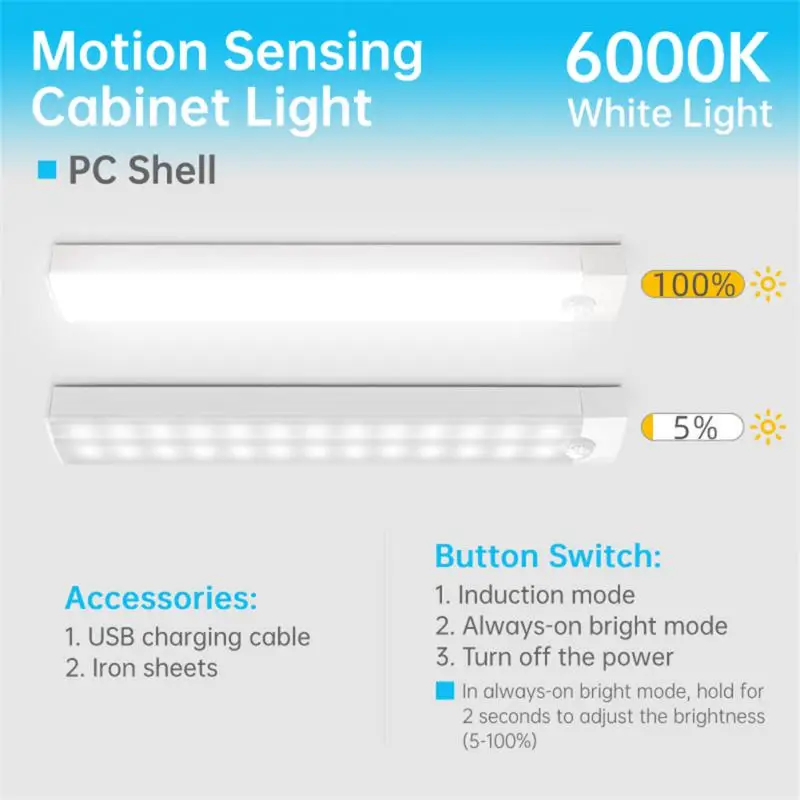

Portable Usb Kitchen Closet Lights Wireless Body Induction Lamps Motion Sensor Eye Protection Wardrobe Lamp 10/20/30/40cm
