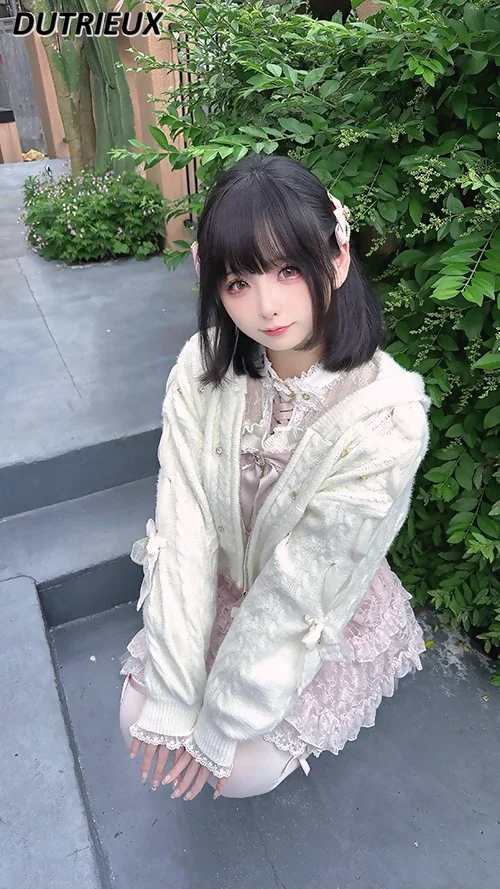 Осень-зима милые повседневные кардиганы в японском стиле с кроличьими ушками для