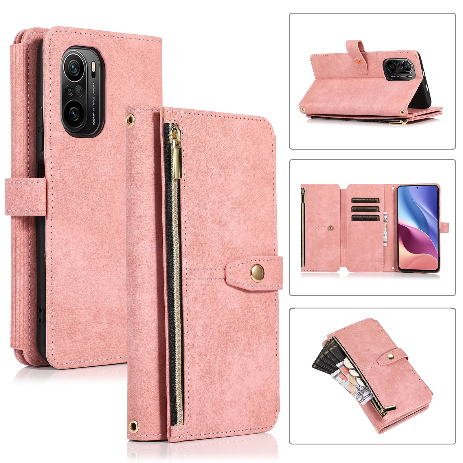 Кожаный чехол O2 * Dream на молнии флип-кошелек для телефона Xiaomi Redmi10X/9C NFC Note9 POCO C3 X5