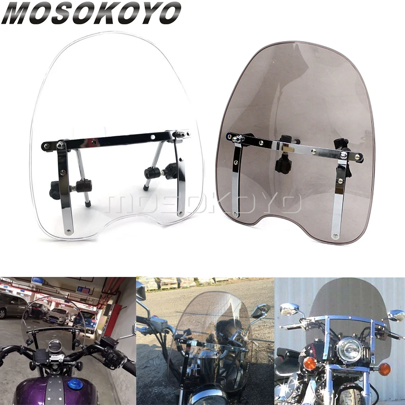 

Transparent Motorcycle Windshield Windscreen Wind Deflector for Harley Sportster 883 Cruisers Honda ACE Spirit Aero 750 1100