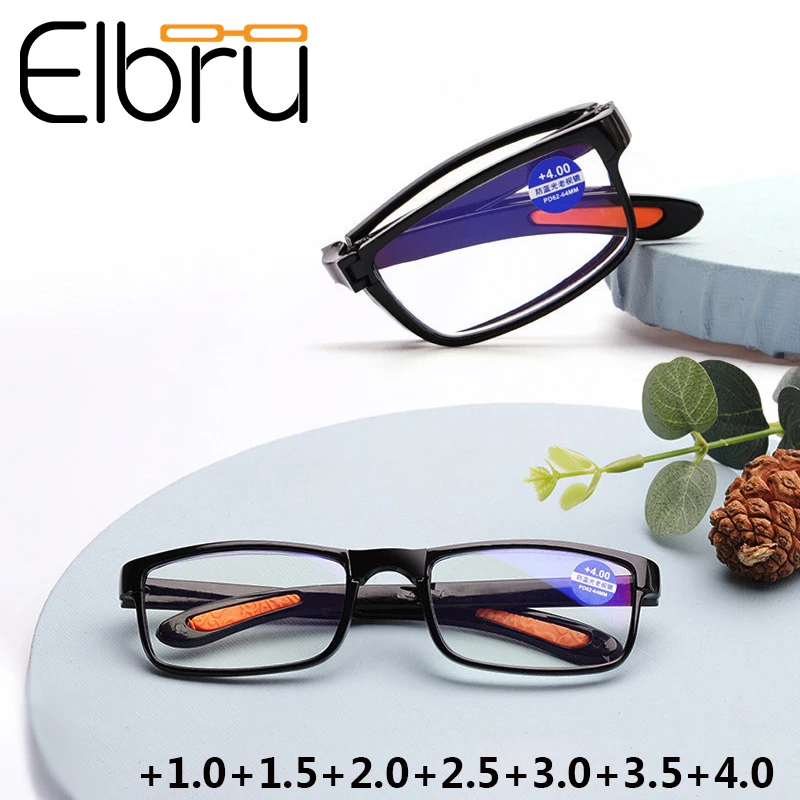 

Очки Elbru в стиле ретро для чтения с защитой от сисветильник света, женские и мужские складные очки для дальнозоркости, Портативные Оптически...