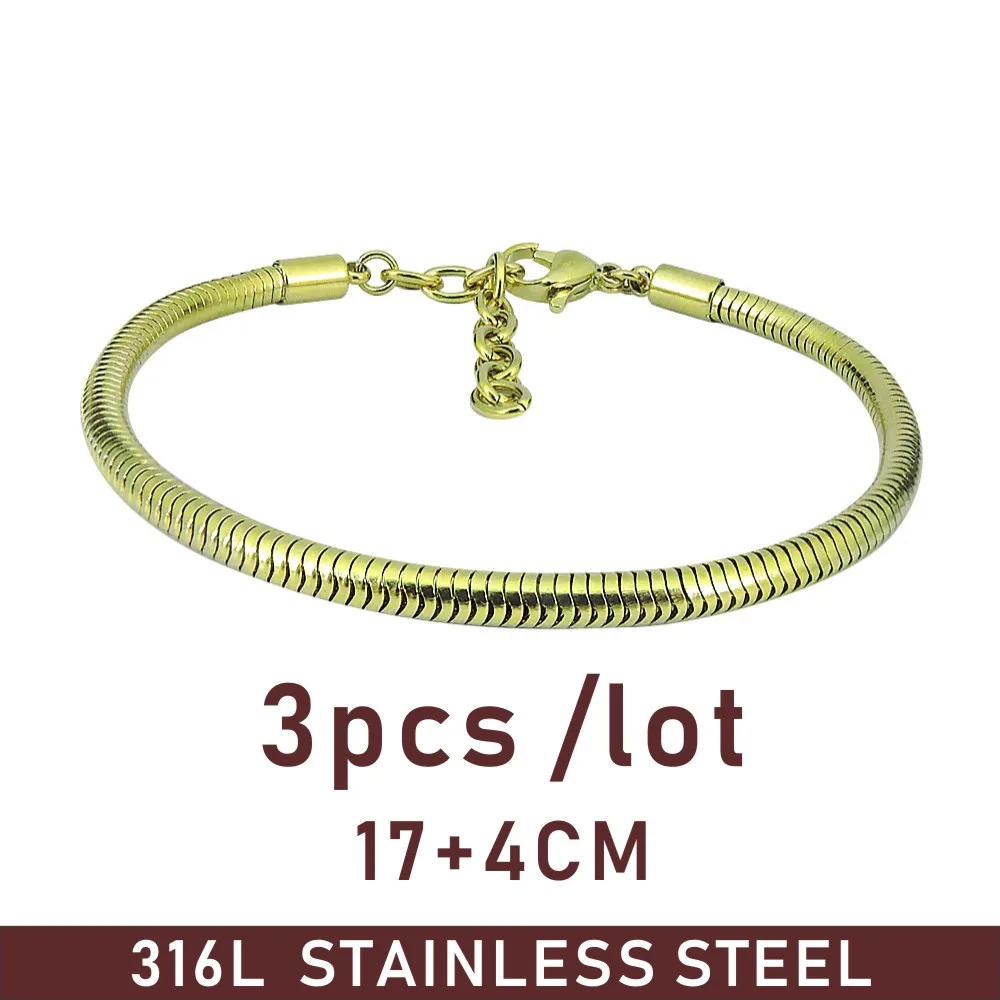 3 шт./lo Змеиный браслет из нержавеющей стали 316L подходит для браслетов Pandoraer