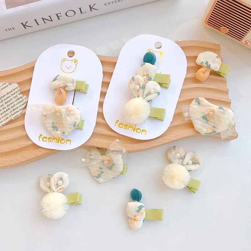 

2pcs Mini Kawaii Cute Pearl Hair Pin Korean Style Rabbit Ears Bobbles Hairpins Clip Bang Side for Baby Girls Accessories