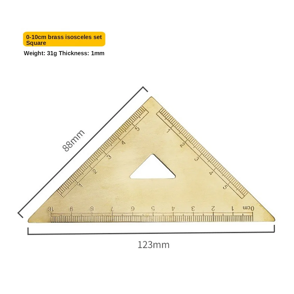 

1 Pc Brass Ruler Mini Retro Triangle Ruler Protractor Measure Tools Cartography Ruler For Woodworking Carpentry Hand Tools