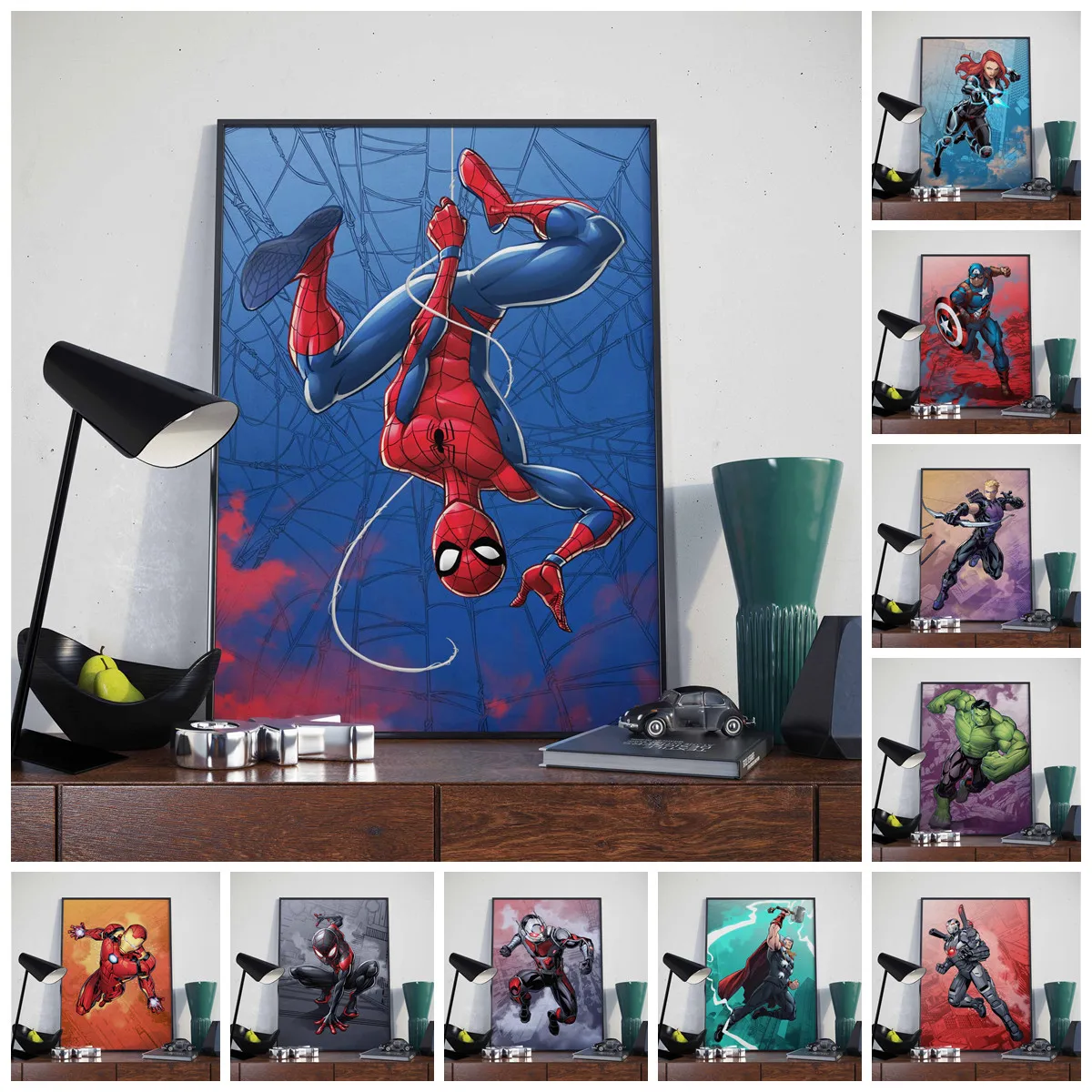

Disney Marvel Superheroes Cartoon Art Mightiest Heroes Iron Man Spiderman Art Poster Home Wall Decor Art aesthetic room decor