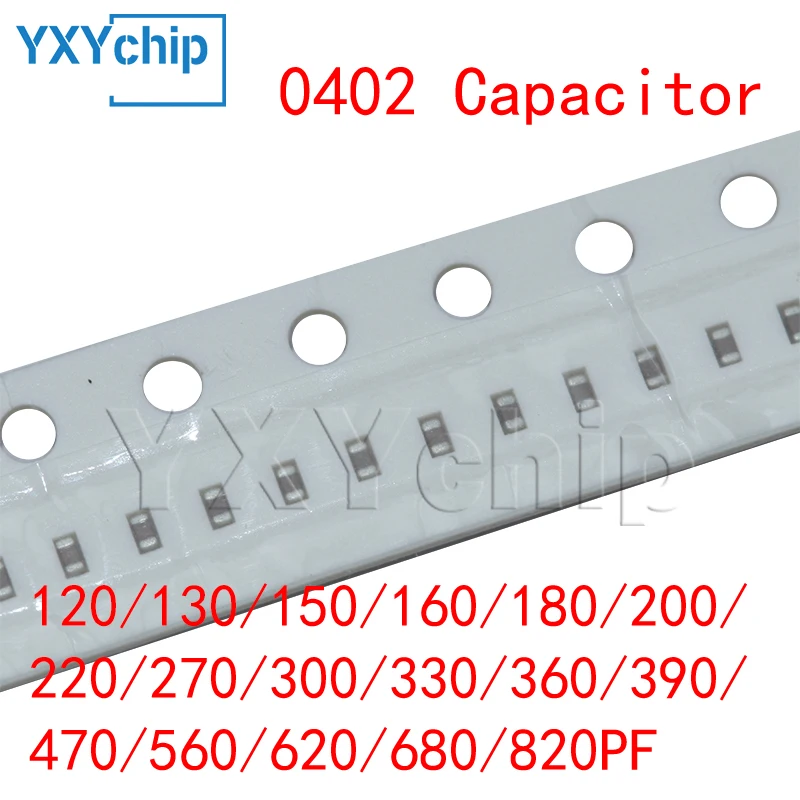 100 шт. SMD конденсатор 120/130/150/160/180/200/220/270/300/330/360/390/470/560/620/680/100 пФ 50 в V 10% X7R