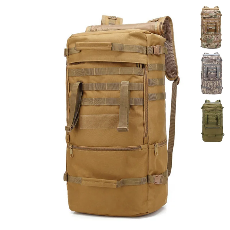 60L Waterproof Molle Camo Tactical Backpack Military Army Hiking Camping Backpack Travel Rucksack Outdoor Sports Climbing Bag
