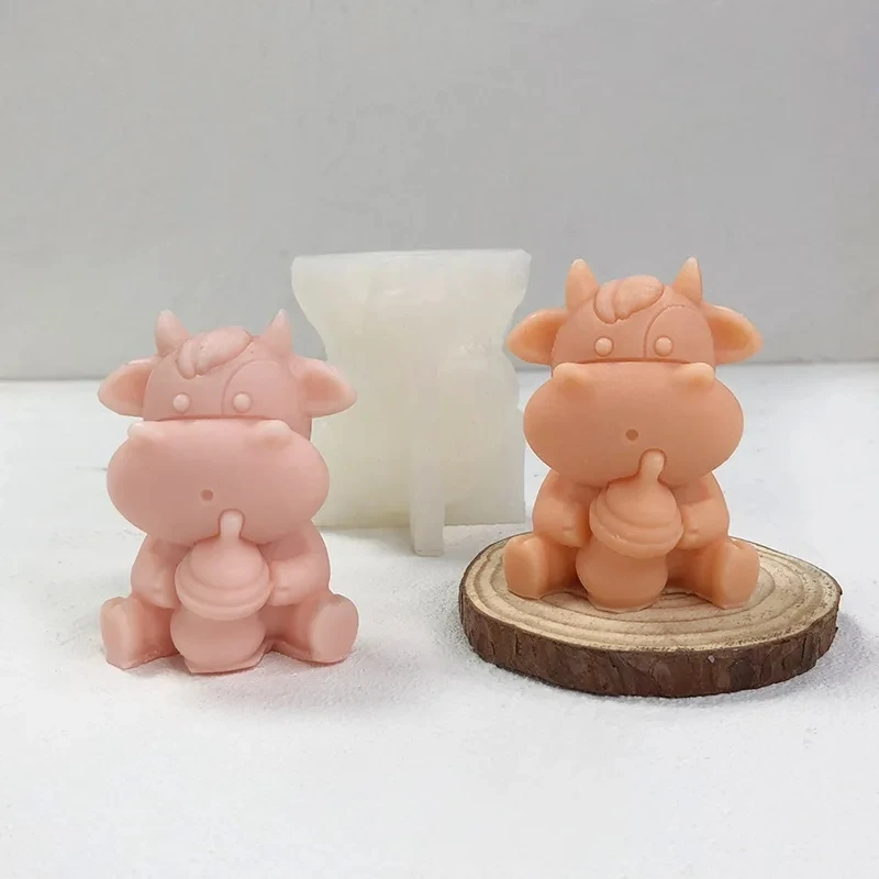 3D формы для ароматерапии в виде коровы форме свечи силиконовая форма мыла