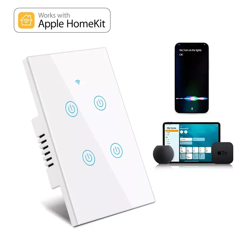

US Standard Apple Homekit Smart LED Light Switch WiFi Touch Sensor Wall Switch Smart Home Siri Control Alexa Google Home