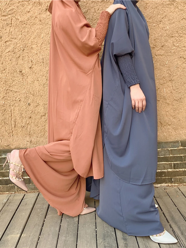 Женская мусульманская молитвенная одежда простой комплект из 2 частей Jilbab Nida с