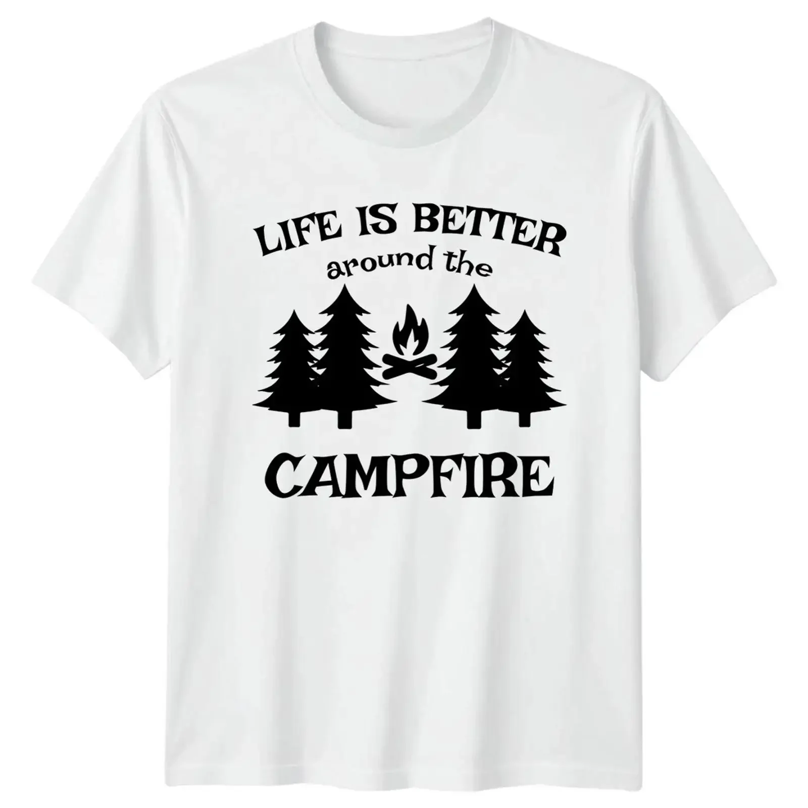 Фото Футболка Life Is Better Around The T-Shirt Lagerfeuer Wildnis Camping, винтажная, с эффектом потертости, унисекс, универсальная, дышащая, удобная №1