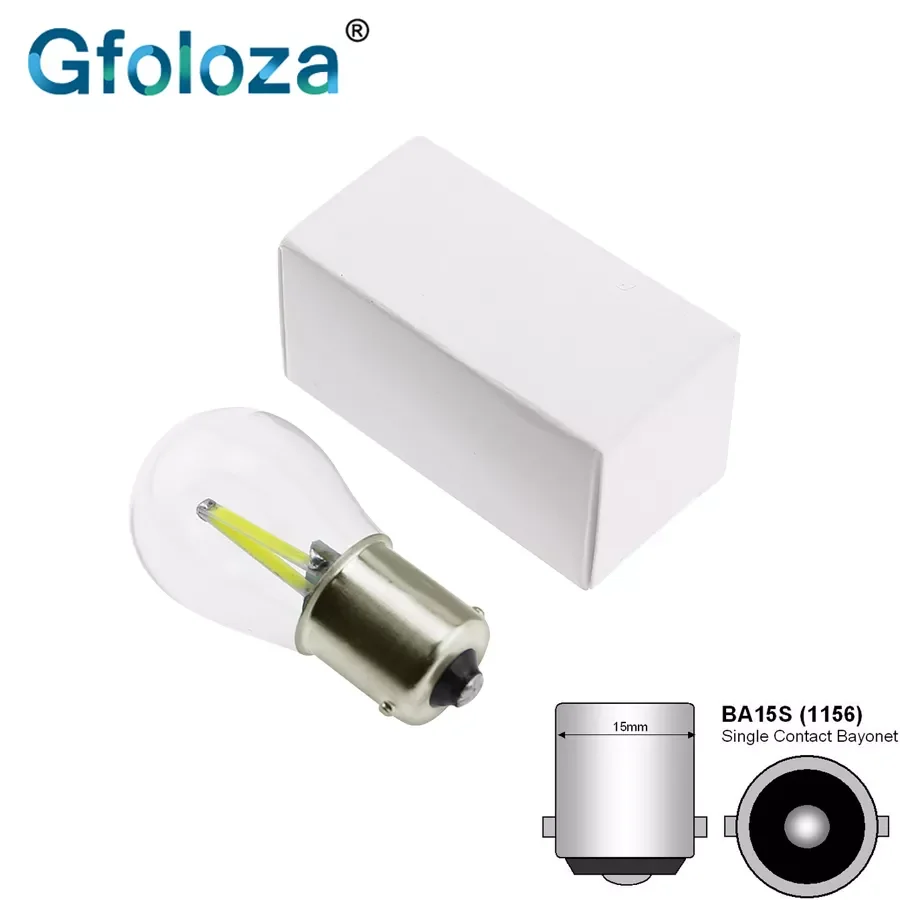 

Gfoloza P21W BA15S LED Filament Chip Car Light 1156 Auto Vehicle Reverse Parking Lamp DRL White Red Yellow 12v 1PCS
