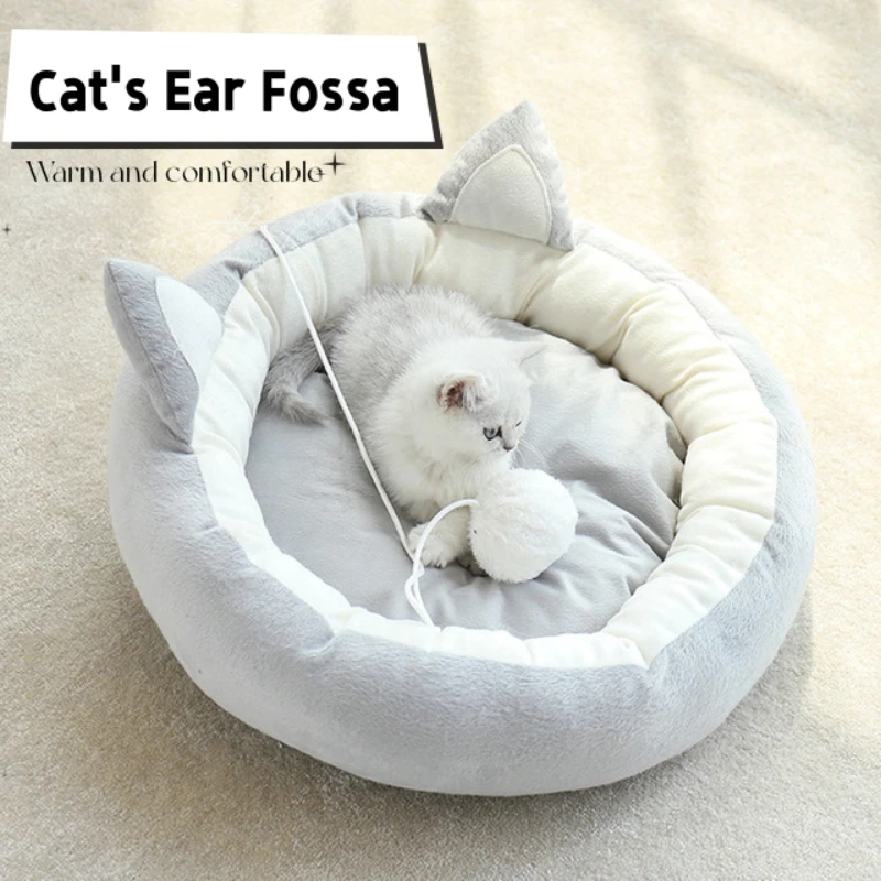 

Cute Cat Ear Pet Nest Cushion Cat Dog General Soft Comfortable Warm Pet Nest Sofa Cushion
