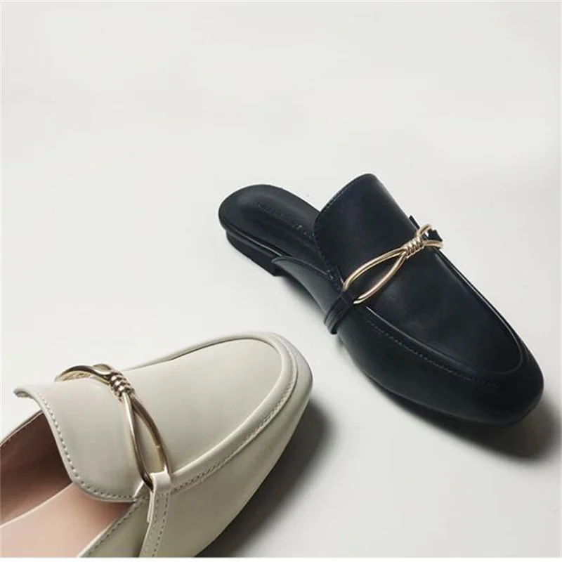 Мюли искусственного интеллекта gudcha Damodos para mujer zapatos planos con hebilla