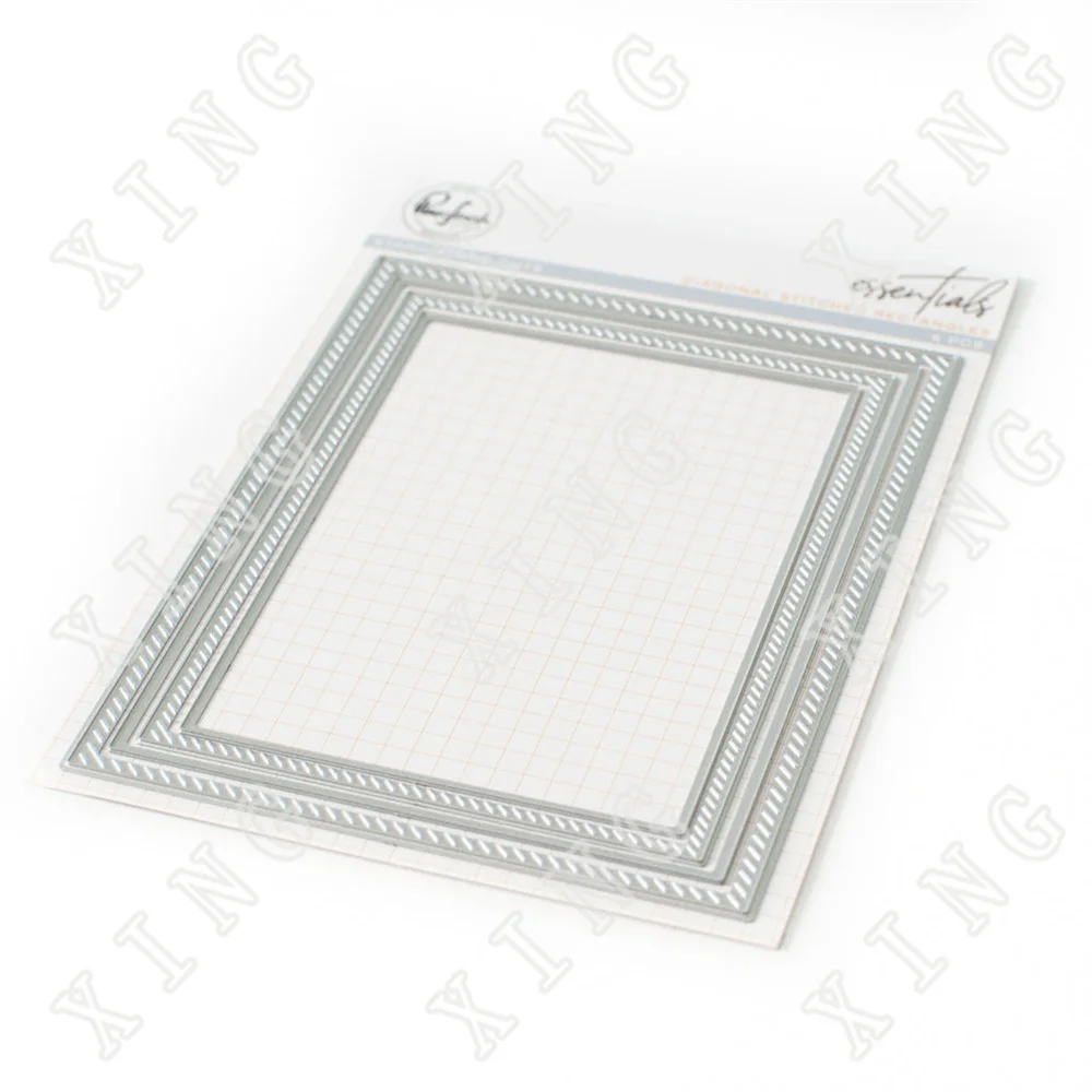 

New Diagonal Stitched Rectangles Metal Cutting Dies for Diy Scrapbooking Crafts Stencils Maker Photo Album Template Handmade