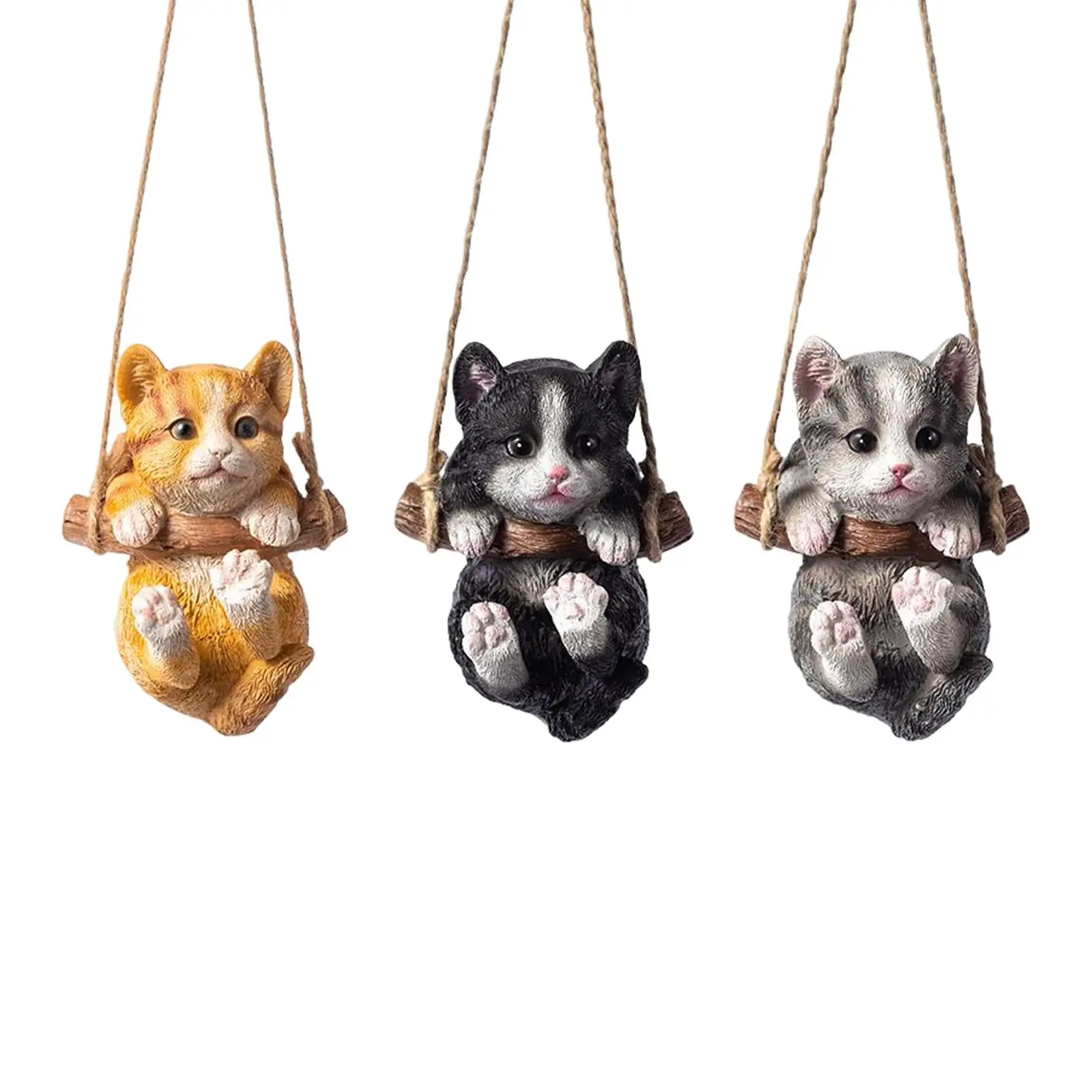 

Cute Hanging Cat Statue Garden Animal Figurine Sculpture Pendant Decorative for Living Room Home Bedroom Decoration Gift