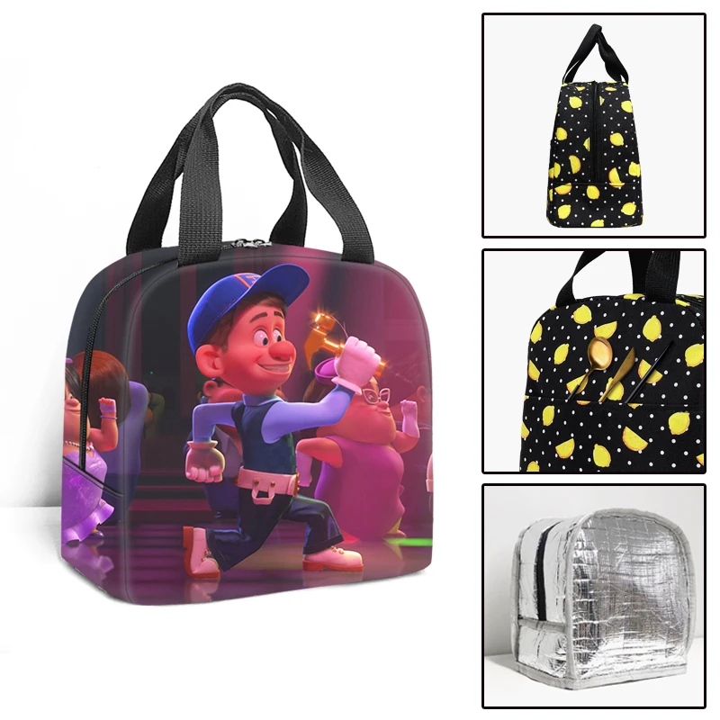 Disney Wreck-It Ralph Insulated Lunch Bag Boy Girl Travel Thermal Cooler Tote Food Bags Portable Student School Lunch Bag