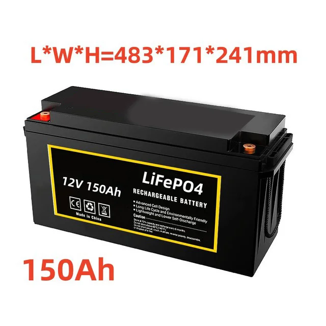 

12V 150Ah LiFePO4 Battery Built-in BMS Lithium Iron Phosphate Cell For RV Campers Golf Cart Off-Road Off-Grid Solar With Charger