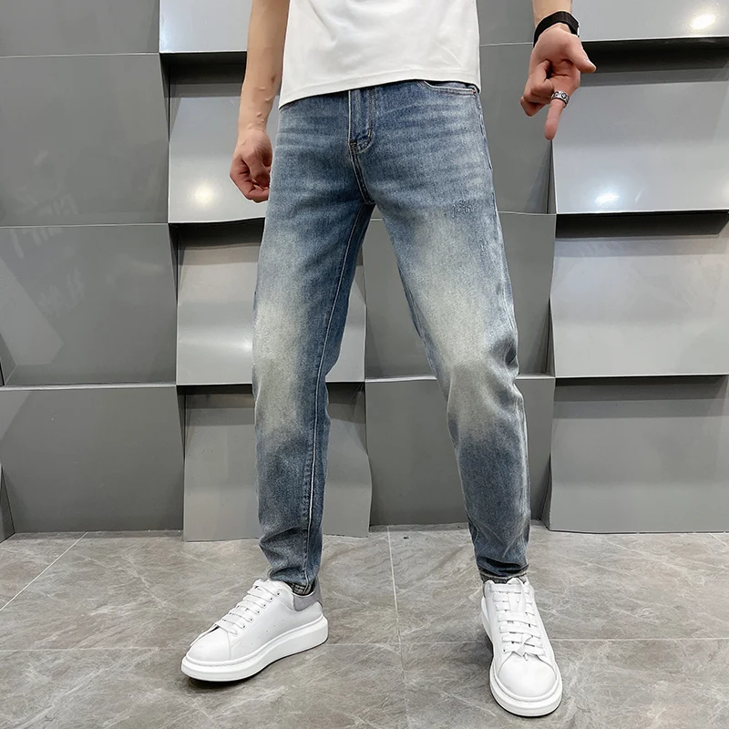 Новинка лета 2020 тонкая мужская одежда зеленые синие джинсы мужские