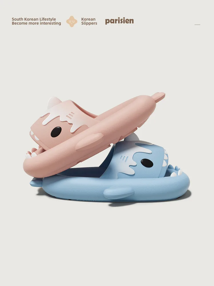 Ice Cream Shark Slippers Women's Man Slipper 2023 New Summer Indoor Outdoor Household Anti Slip Couple Slipper DIY Shark Sandals