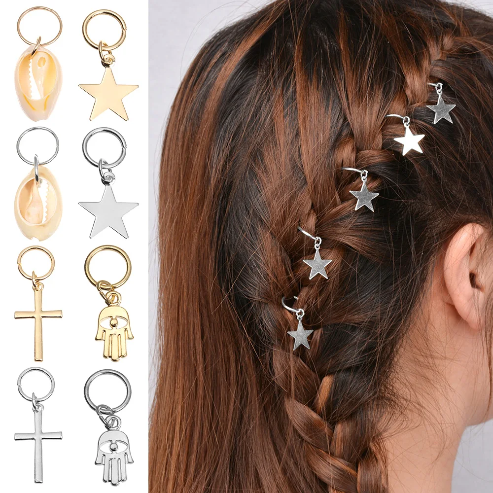 

5Pcs Twist Braid Hair Ornament Dirty Braid Hair Buckles Spiral Beads Rings Women Circle Hoop Braid DIY Pendant Hair Accessories
