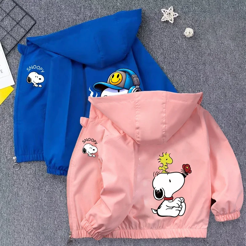 Детская куртка Snoopys с принтом аниме осенне-весенняя ветрозащитная одежда на