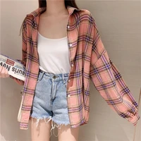 2020 new korean style plaid classic loose shirts blouse women daily all match cute student women clothing
