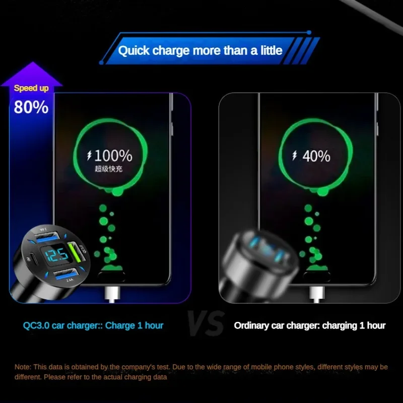 66 Вт 4-портовое автомобильное зарядное устройство USB для быстрой зарядки PD Quick Charge