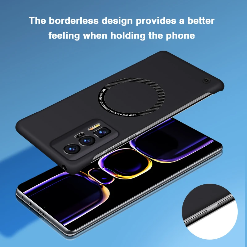 Фото Противоударный чехол для камеры Xiaomi Poco F5 Pro F5Pro 5G с магнитной беспроводной зарядкой, тонкий, безрамочный, из поликарбоната, простая задняя крышка №3