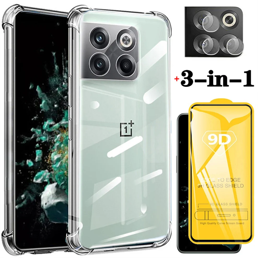 

oneplus 10t case, glass + case for one plus 10t soft clear shockproof silicone phone cases one plus 10 t cover oneplus 10 t case