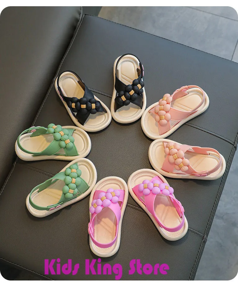 

Summer sandals kids Mules Baby Girls Cartoon baby Sandals Flat Heels Solid Cartoon Slippers Children's Garden Shoes