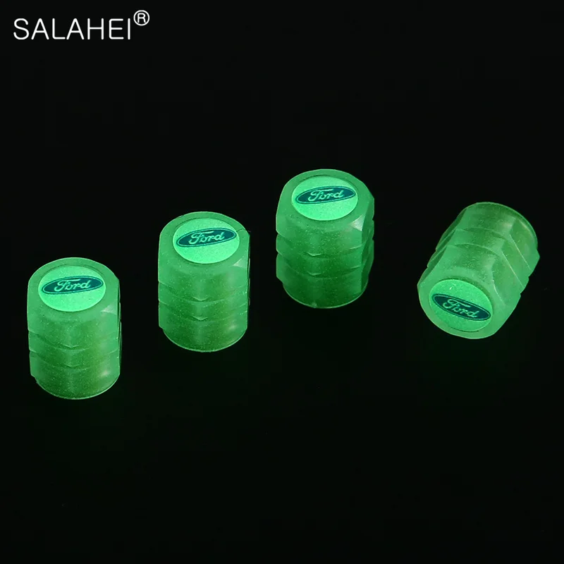 

4Pcs Luminous Car Tire Valve Rim Stem Cap Cover ABS For Ford Focus Fusion Ranger Escort Kuga Ecosport Fiesta Mondeo Explorer