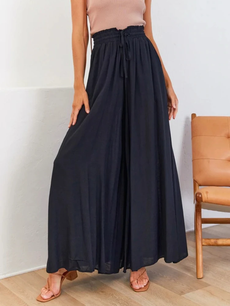 

New Spring Trousers Women Fashion Trend Loose Elegant Mid Wide Leg Pants Casual Stacked Pants Women Clothing Bottoms Black Pants