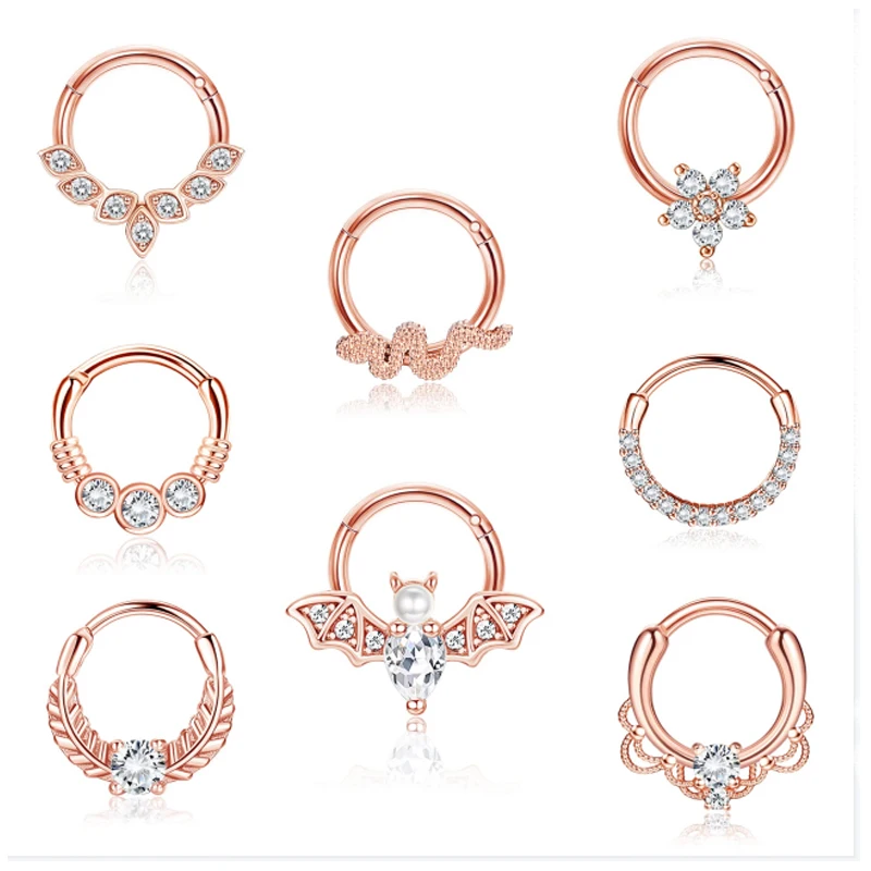 

1Pcs 16G Hinged Nose Rings Septum Ring Hoops Nose Piercing Jewelry Stainless Steel Cartilage Daith Rook Helix Piercing Jewelry