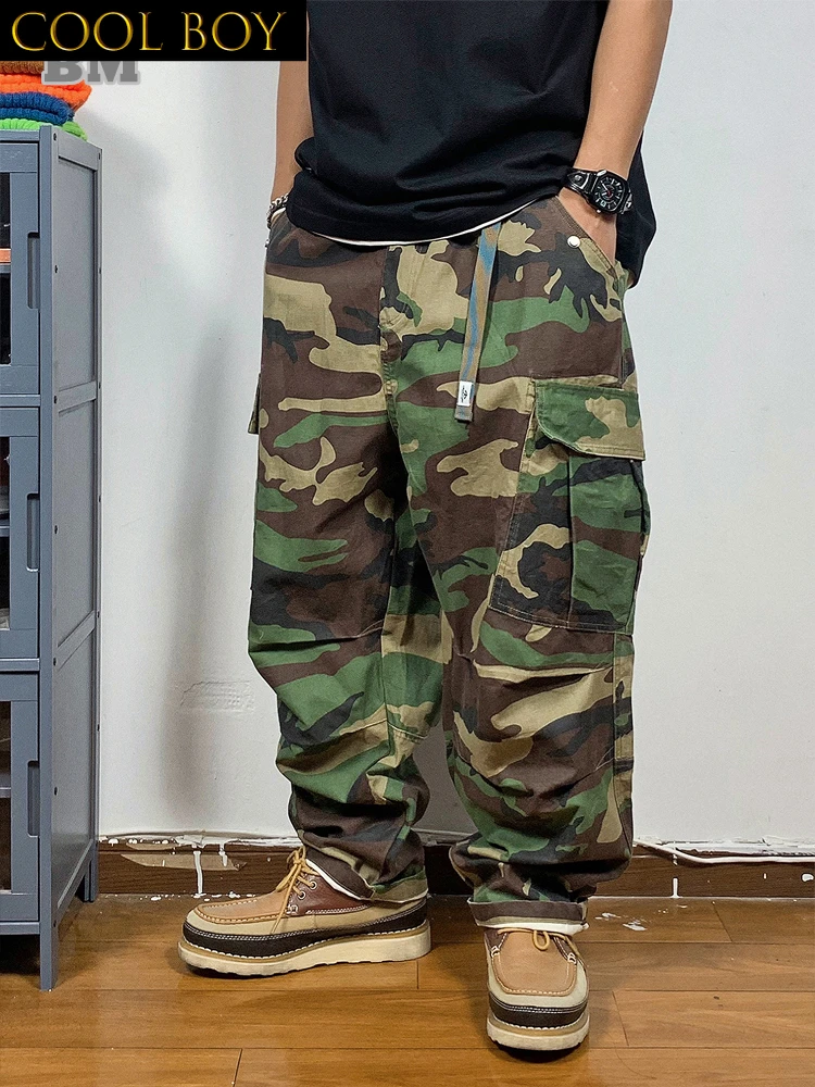 

J BOYS Boutique Japanese Trendy Military Camouflage Tactical Cargo Pants Men Clothing Streetwear Harajuku Casual Loose Work Stra