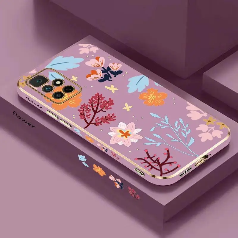 Broken Flowers Luxury Plating Phone Case For Xiaomi Redmi 10 12C 10C 10A 9 9T 9A A1 9C Cover