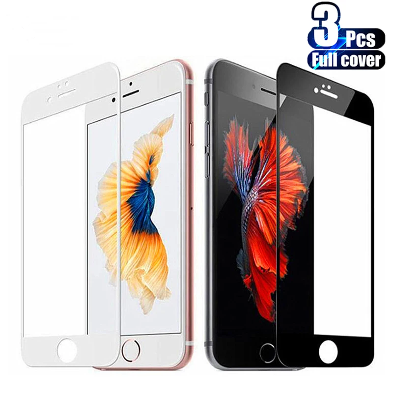 

3PCS Full Cover Tempered Glass for iPhone 7 8 6 6S Plus SE 2020 Screen Protector for iPhone 12 11 XR X XS Max Pro Mini Glass