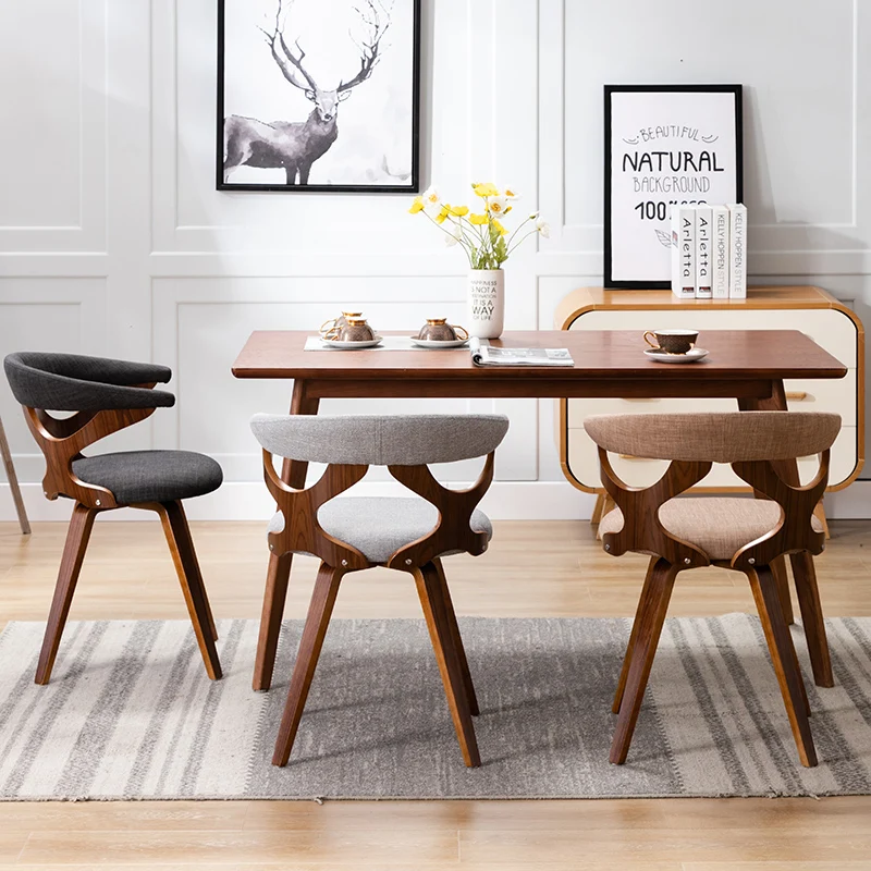 

Nordic modern solid wood dining chair household dining table horn chair student writing study chair computer study office chair