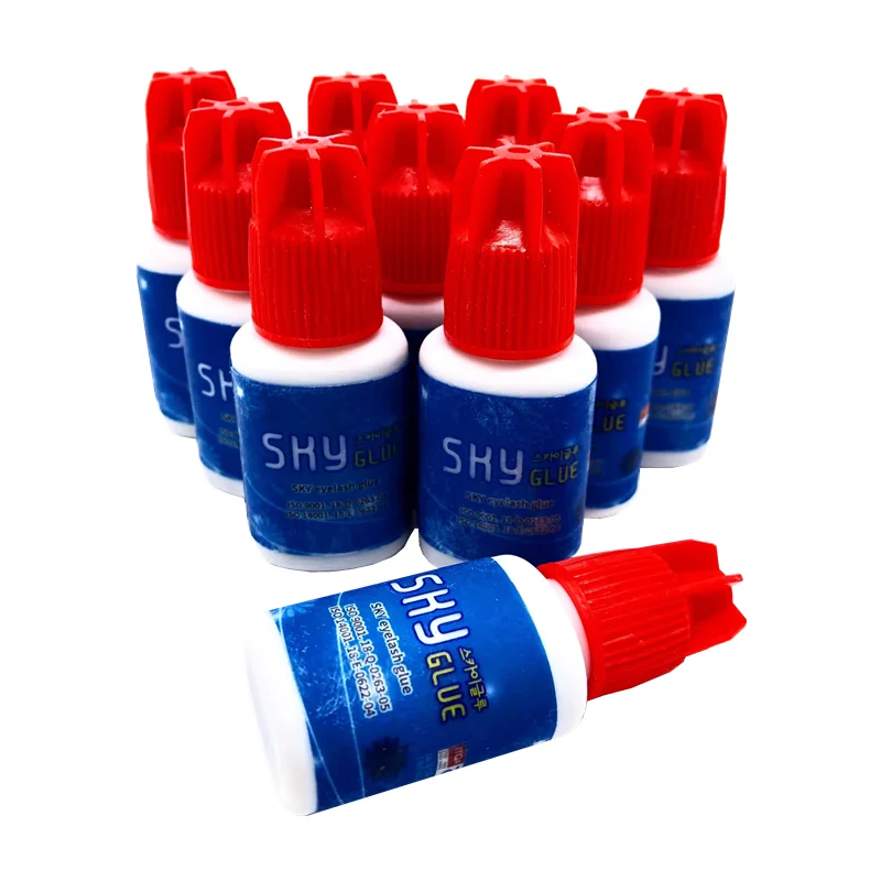 10Bottles SKY S+ Type Glue For Eyelash Extension Red Cap Fast Drying Korea False Lash Glue 5ml Makeup Tools Wholesale Adhesive