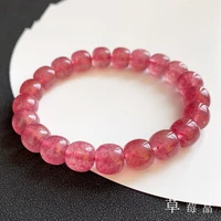 natural red strawberry quartz crystal woman beads bracelet 9x9m clear barrel beads love gift stretch gemstone aaaaa