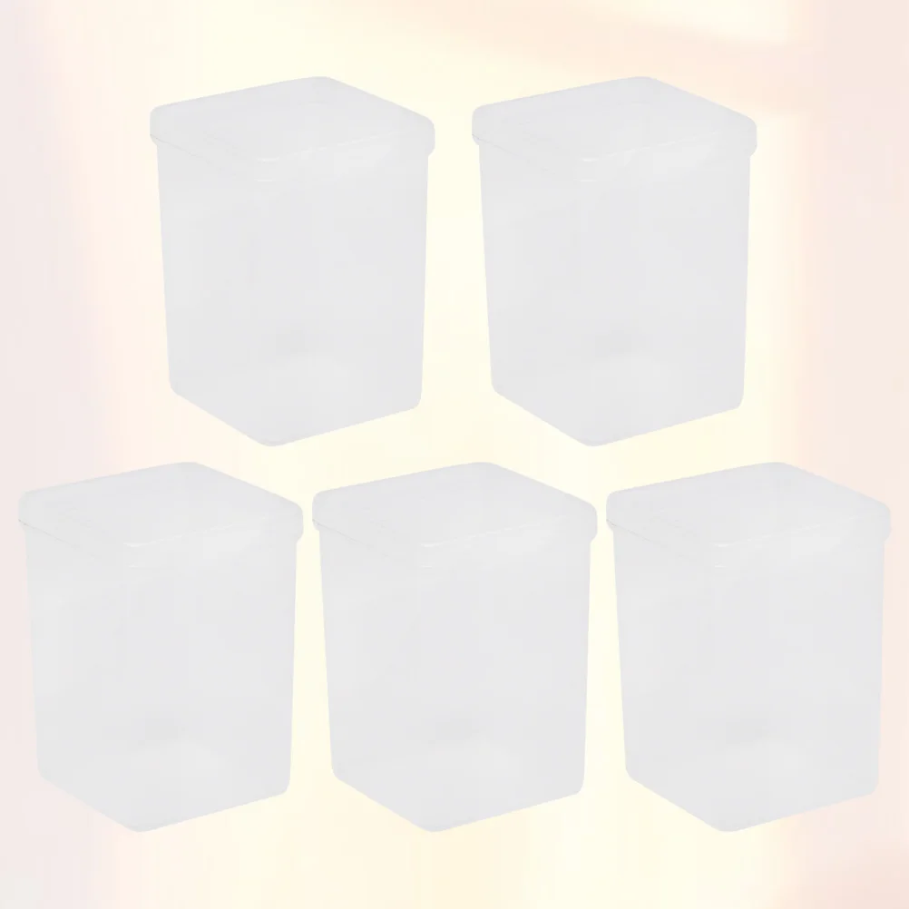 

5 Pcs Transparent Transparent Transparent Storage Case Cotton Box Clear Plastic Organizer Bins Cotton Pads Box Make Transparent